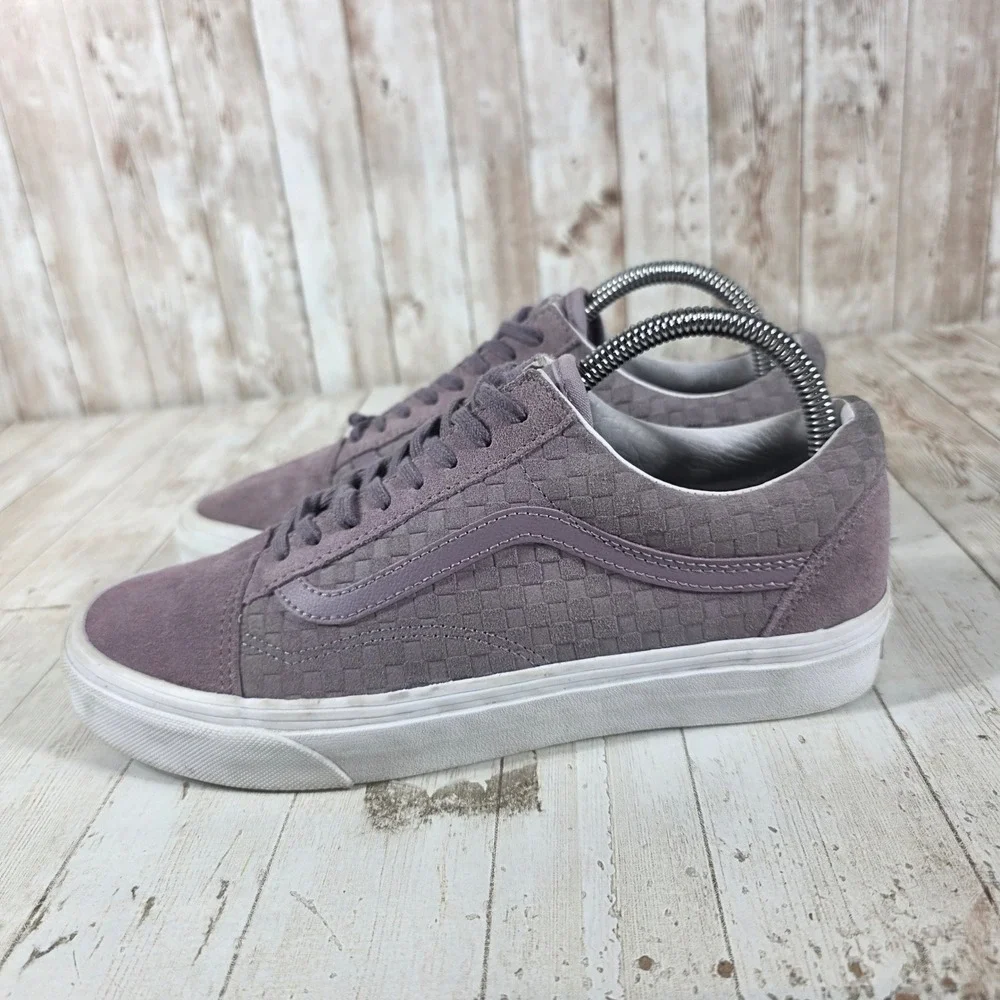 Vans Old Skool Woven Checkerboard Mauve Purple Suede Low Top Sneakers Womens 9 - Picture 4 of 8